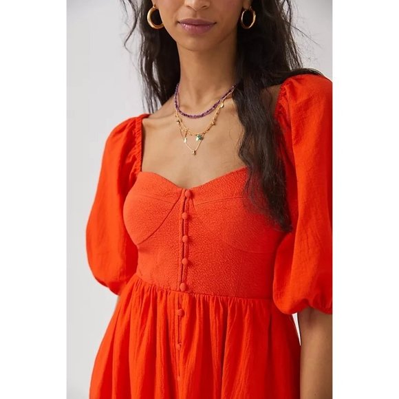 Anthropologie Maeve Sweetheart Mini Dress Red Size L - Picture 3 of 11